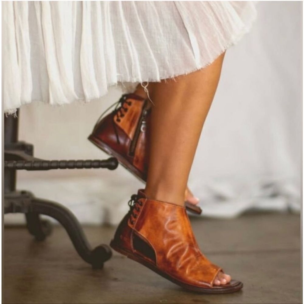 NWT Bed Stu Zoraida All Leather Sandals Pecan Almond Rustic Us6